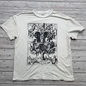 Y2K Original Sin T-Shirt Men's Small White Renaissance Grunge Gothic Thrashed